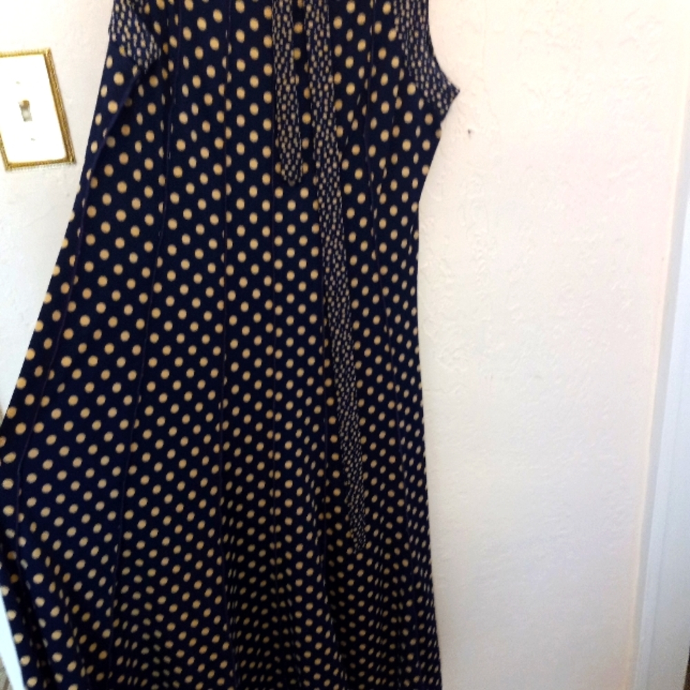 Perceptions New York navy with tan Polk dots.